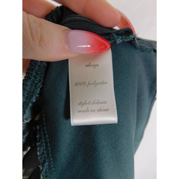 Altar'd State Blouse Womens Large Green Floral Tie Back Long Sleeve Delinca - Picture 11 of 12